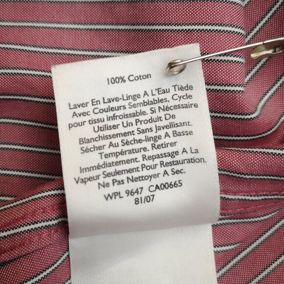 Eddie Bauer Men's Size Medium Relaxed Fit Wrinkle Resistant Rose Striped Shirt - Picture 6 of 12